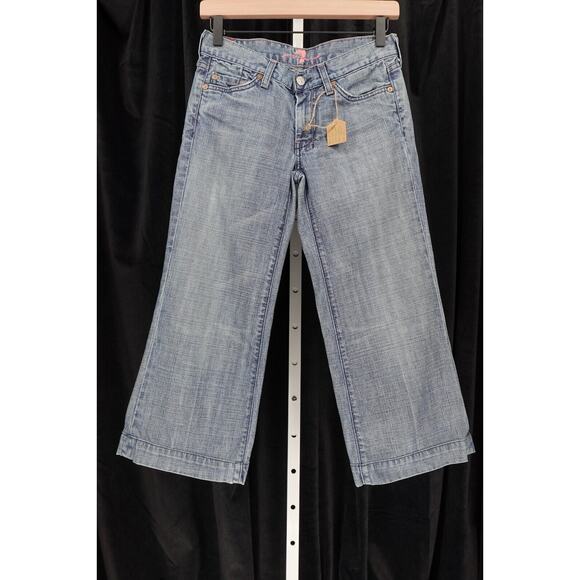 7 For All Mankind Denim - 7 For All Mankind Women's 100% Cotton Crop Dojo Wide Leg 5-Pocket Jeans Size 25